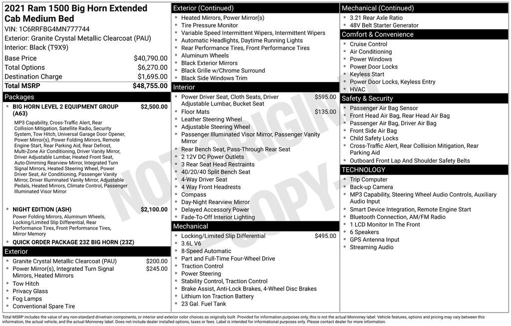 2021 RAM 1500 Big Horn/Lone Star