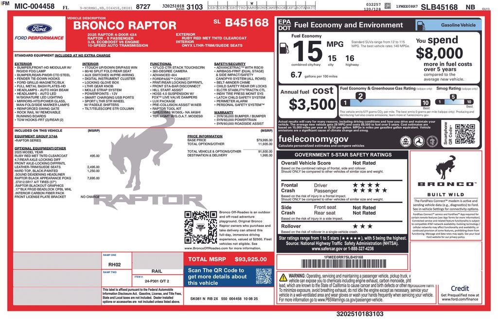 2025 Ford Bronco Raptor