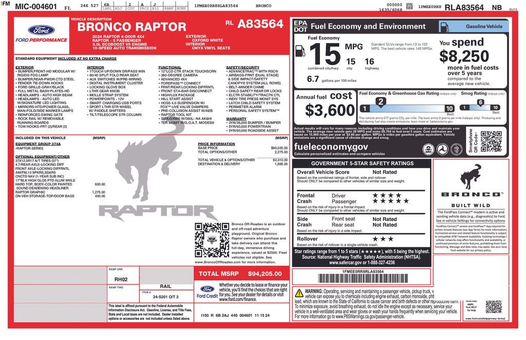 2024 Ford Bronco Raptor