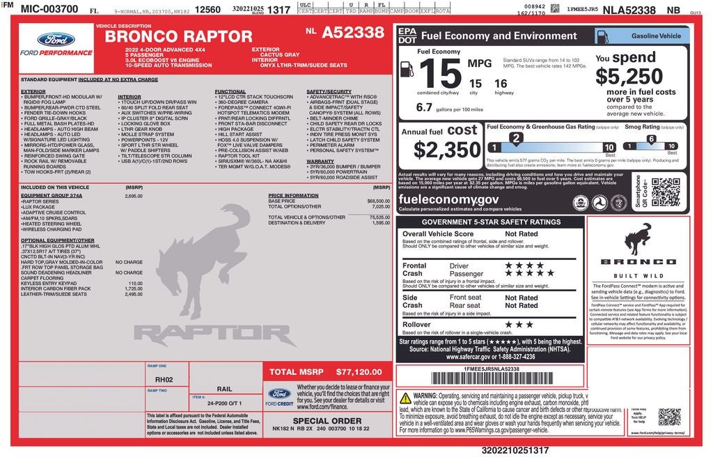 2022 Ford Bronco Raptor