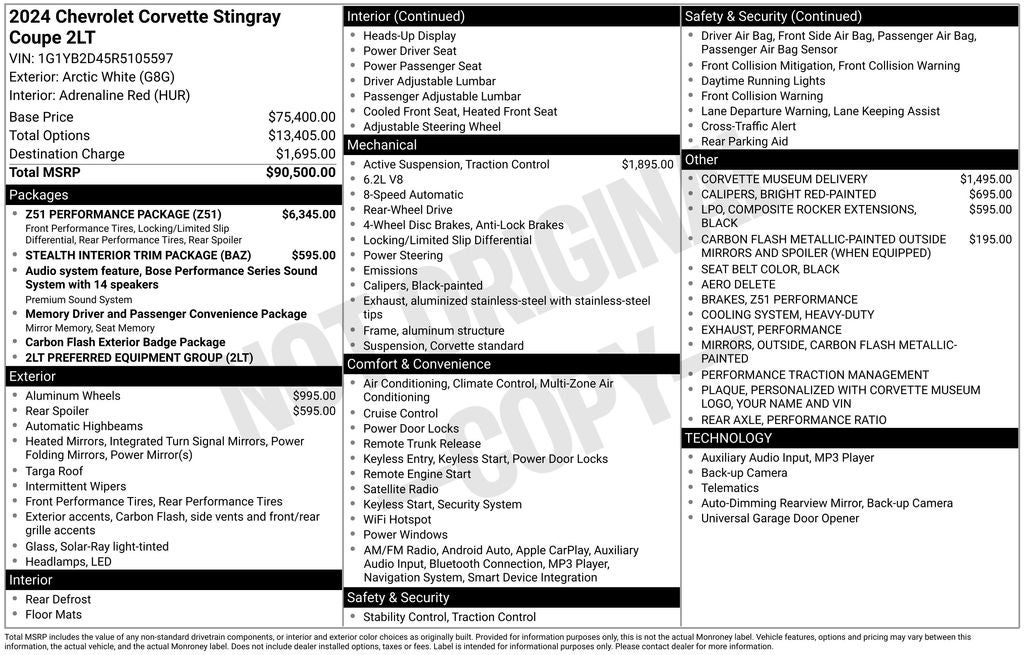 2024 Chevrolet Corvette Stingray 2LT