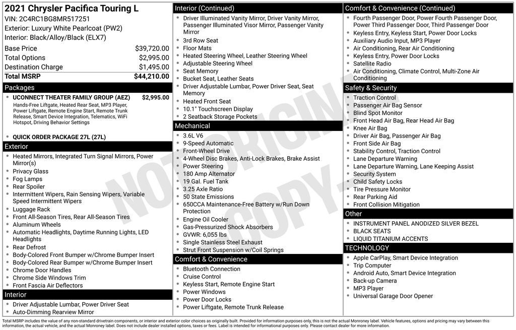 2021 Chrysler Pacifica Touring L