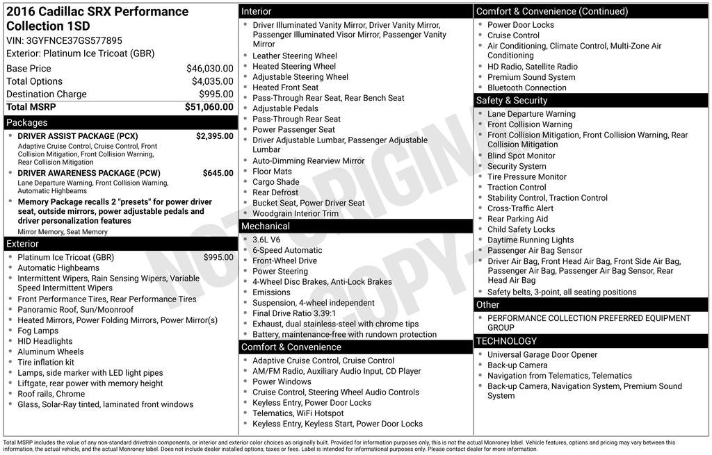 2016 Cadillac SRX Performance