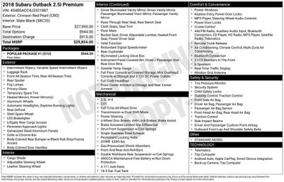 2018 Subaru Outback 2.5i Premium