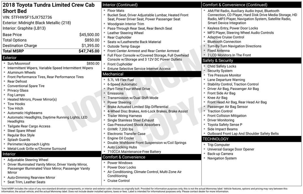 2018 Toyota Tundra Limited 5.7L V8