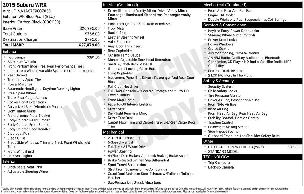 2015 Subaru Impreza WRX Base
